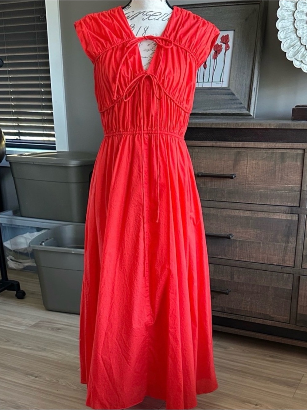 Taylor Bright Red Tie-Front Maxi Dress